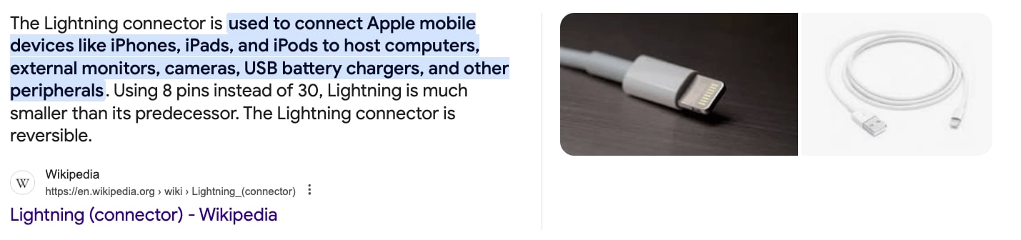 Example of a featured snippet