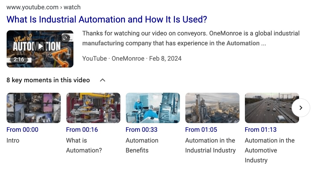 Example of video results