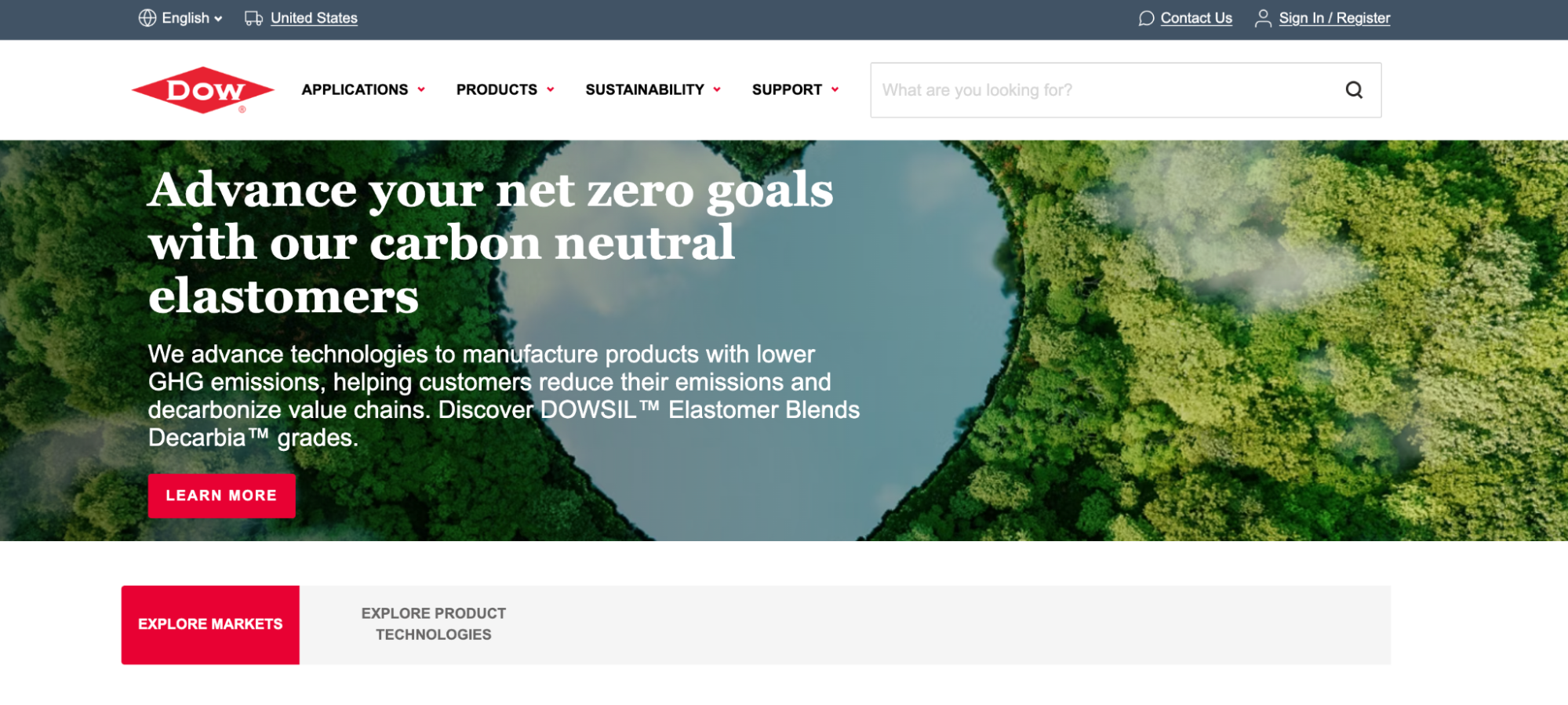 Dow chemical website desktop hero