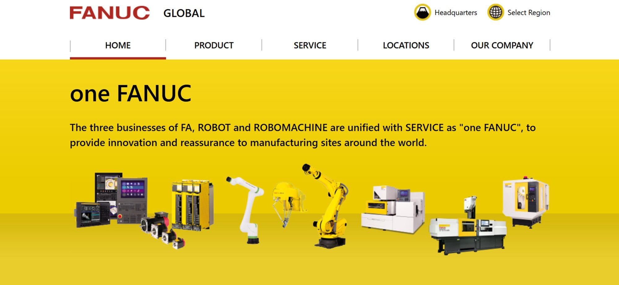 Homepage hero of FANUC