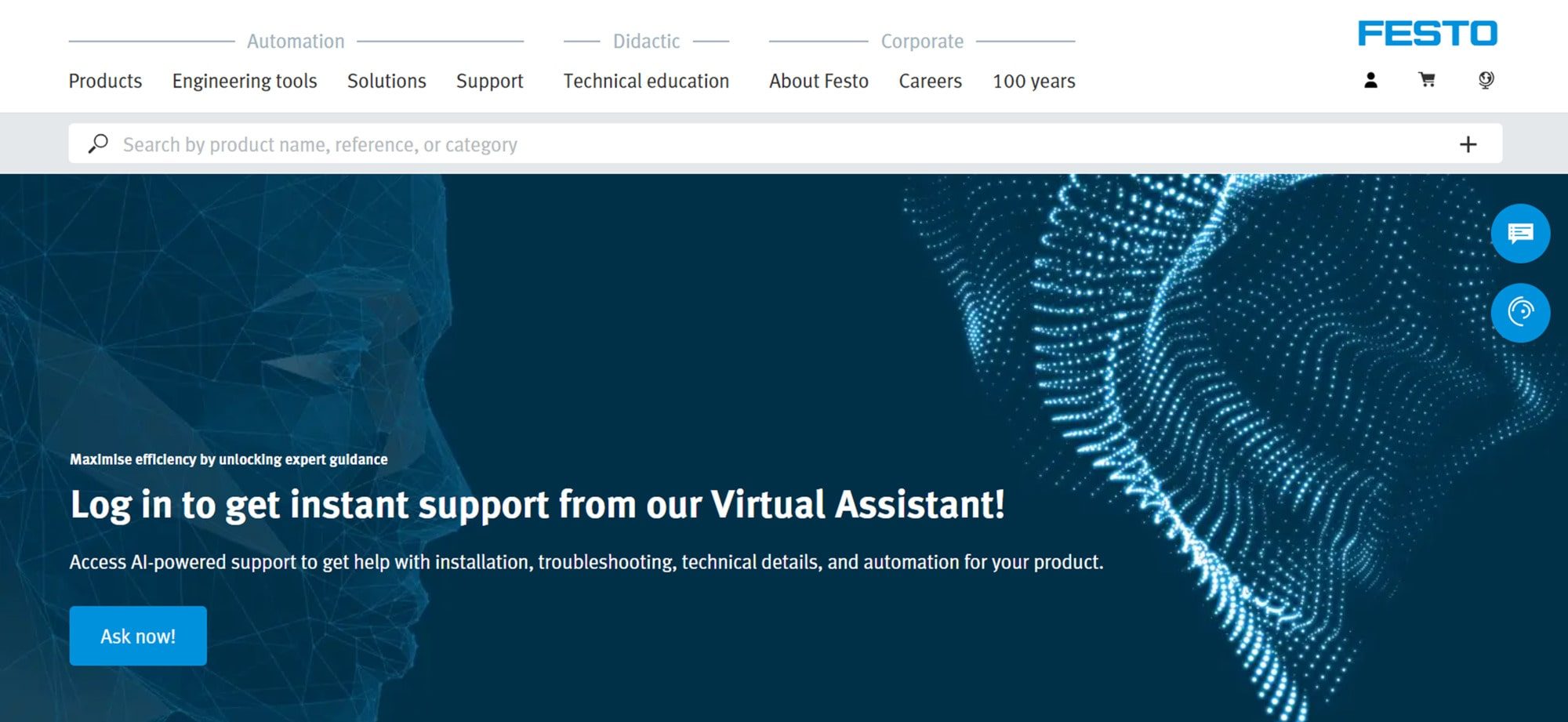 Homepage hero of Festo