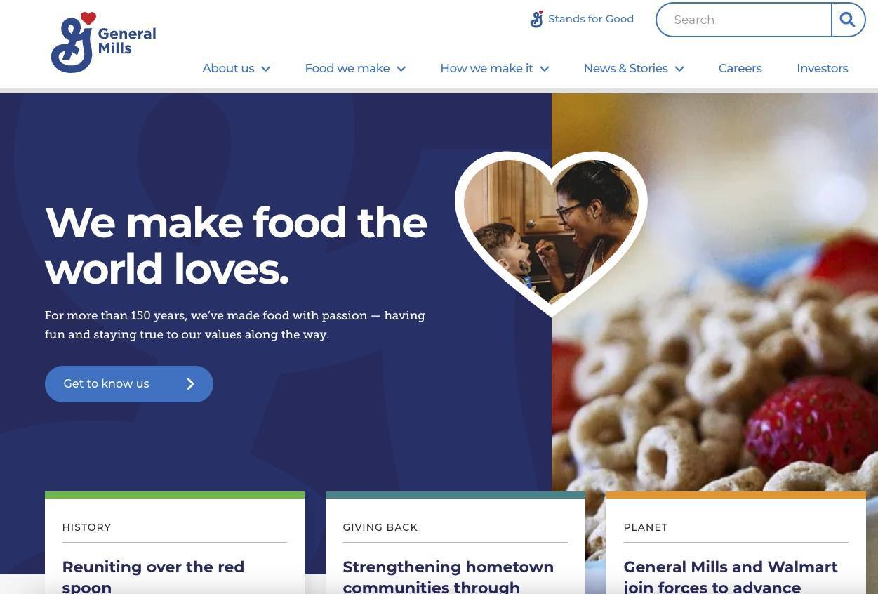 General Mills website calls to action example