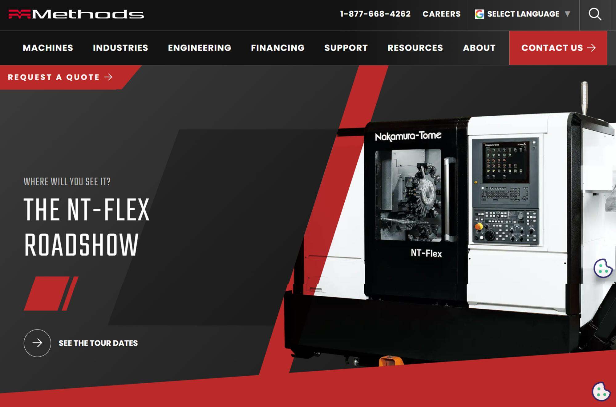 Homepage hero of Method Machine Tools