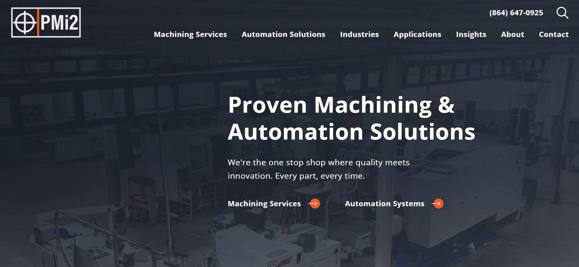 Homepage hero of PMi2