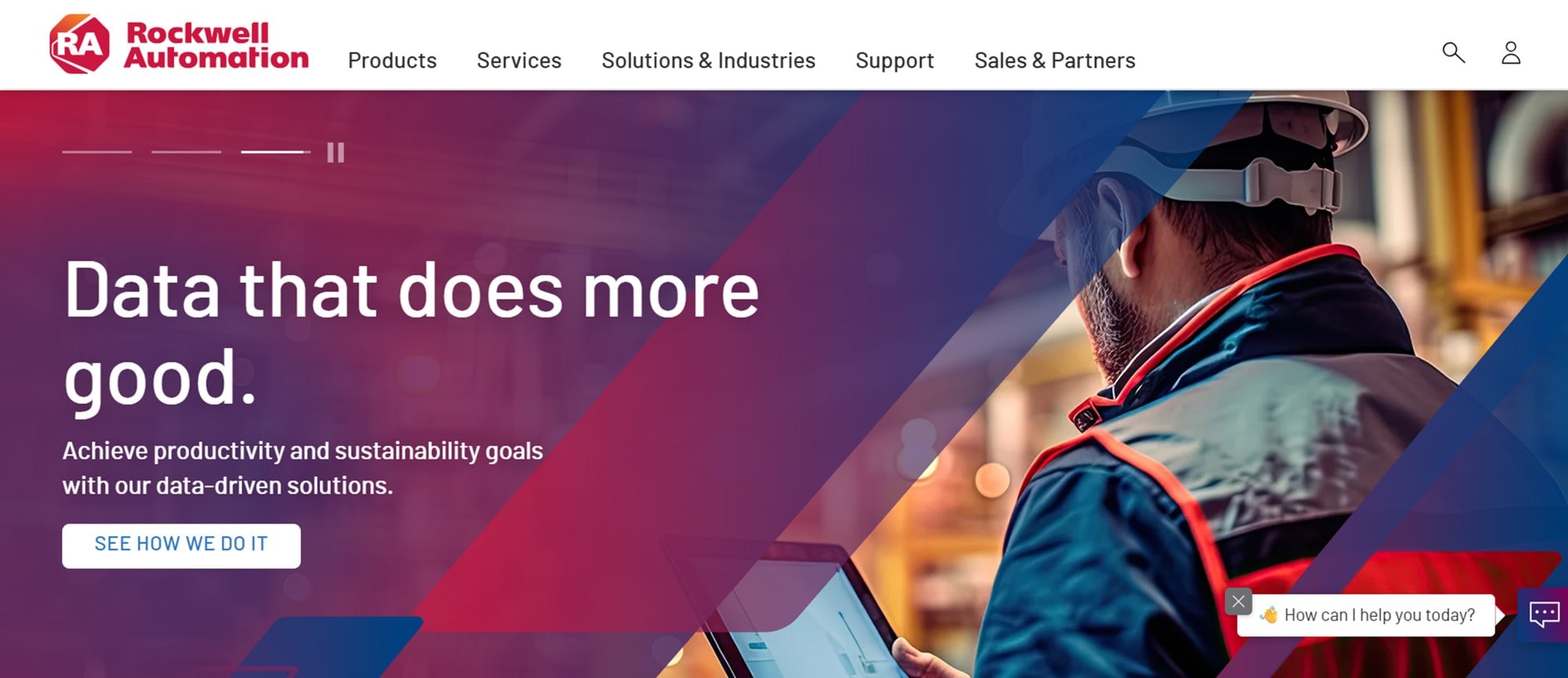 Homepage hero of Rockwell Automation