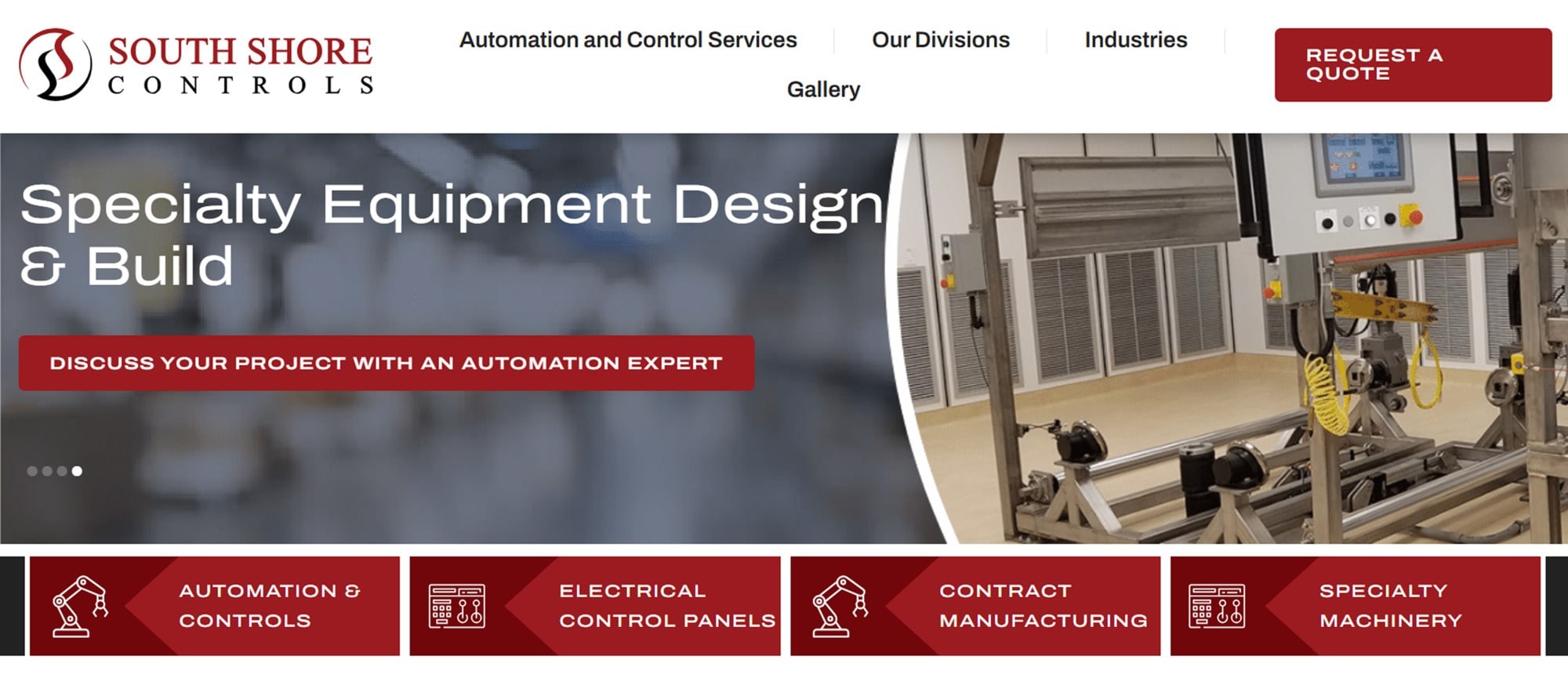 Homepage hero of South Shore Controls