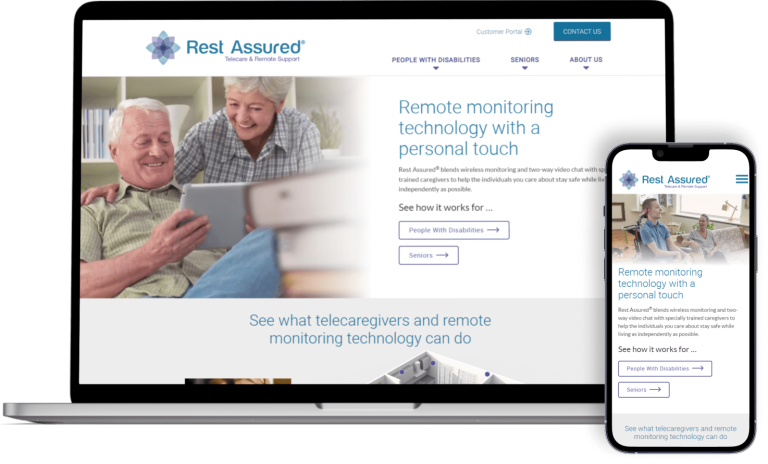 Rest Assured's website on desktop and mobile