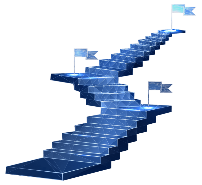 illustration of a ladder with flags at certain points