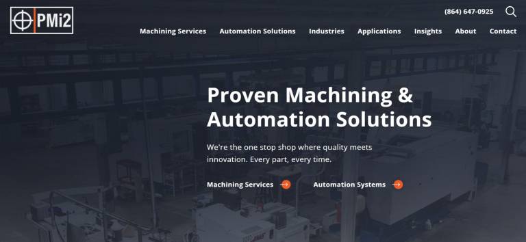 Homepage hero of PMi2