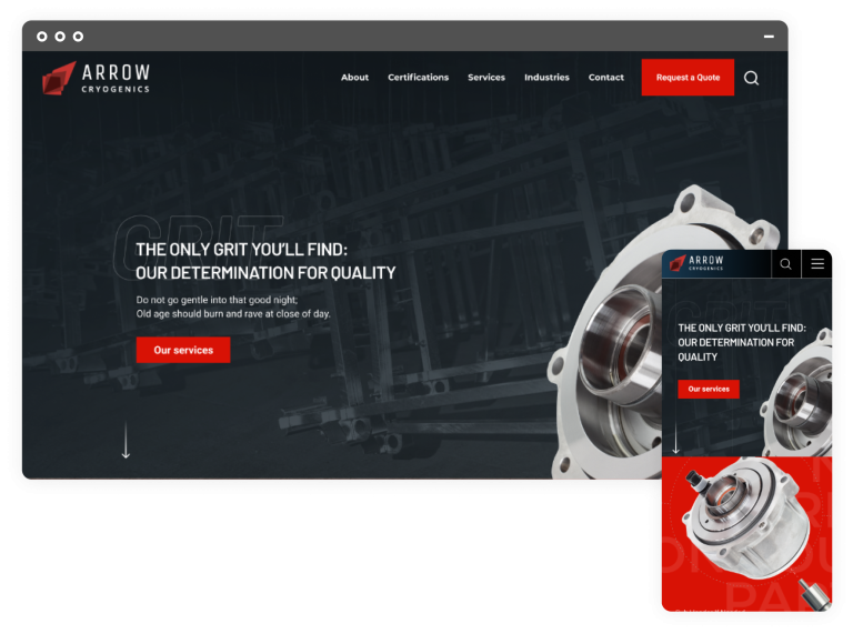 Arrow Finishing website on laptop and mobile