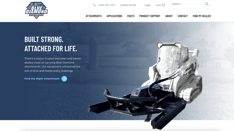 homepage screencapture blue diamond attachments e-commerce website