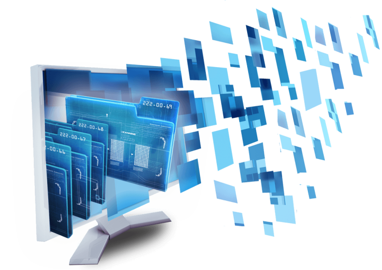 a large amount of files being sent into a desktop monitor