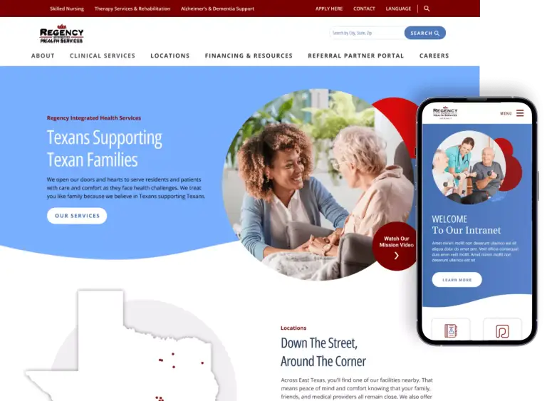 Dbs 2024 regency health services website screenshot with mobile screenshot min