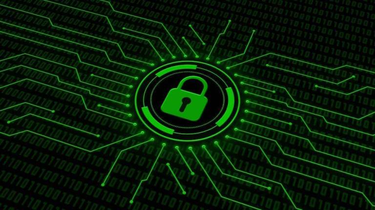 lock on background of circuit and code