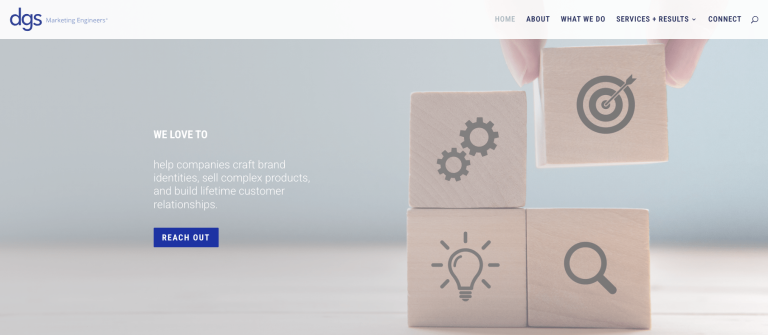 Screen capture of dgs marketing engineers website home page