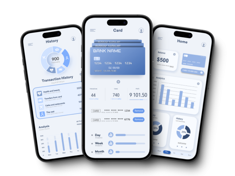 Financial app mobile views 1