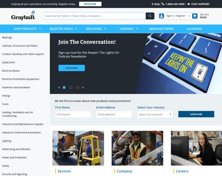 Graybar homepage