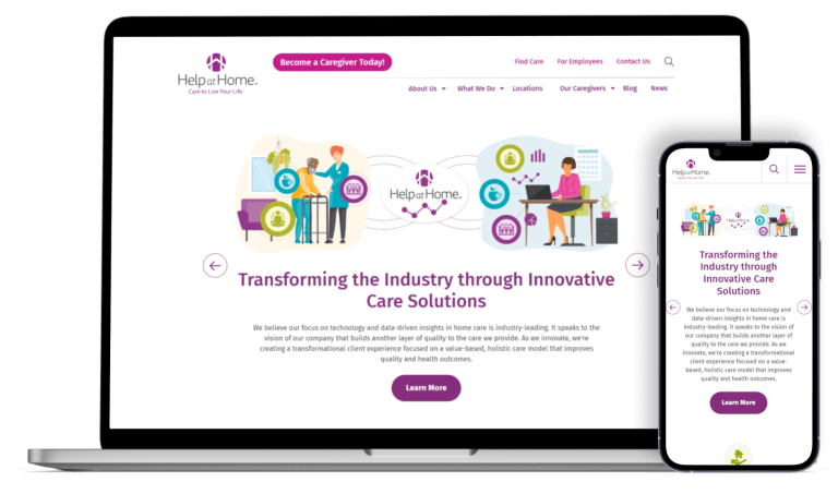 Help at Home's website on desktop and mobile
