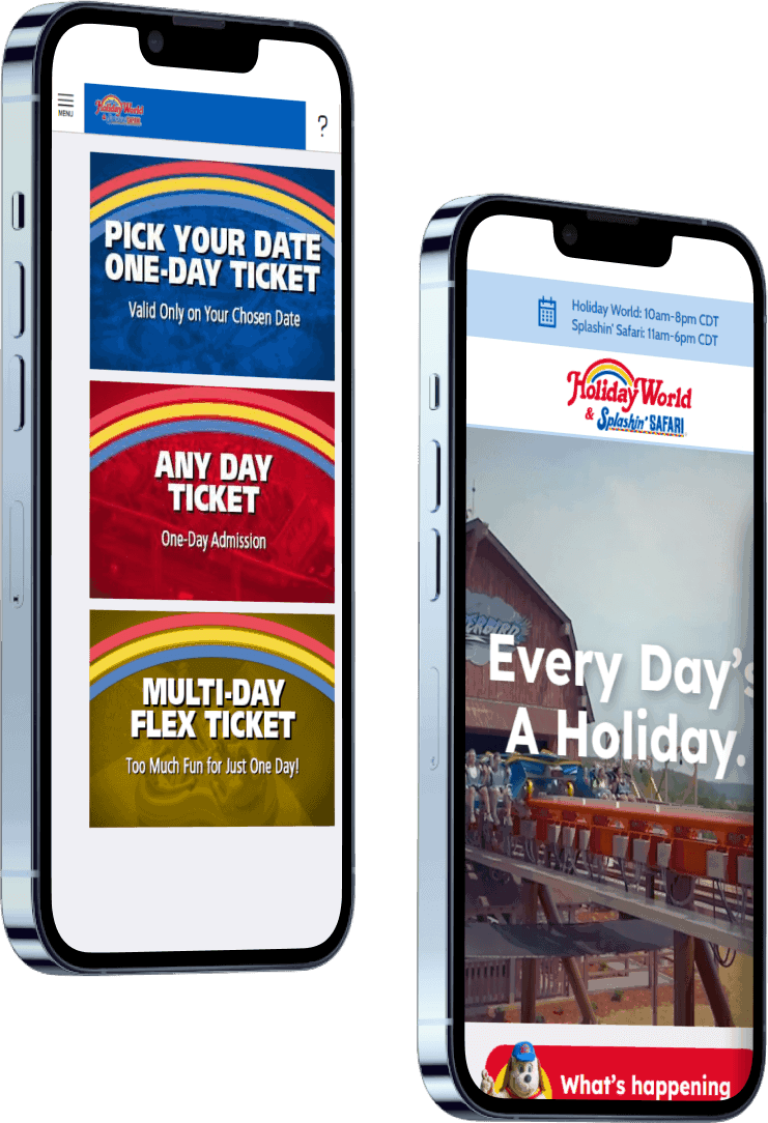 Mobile views of the holiday world site
