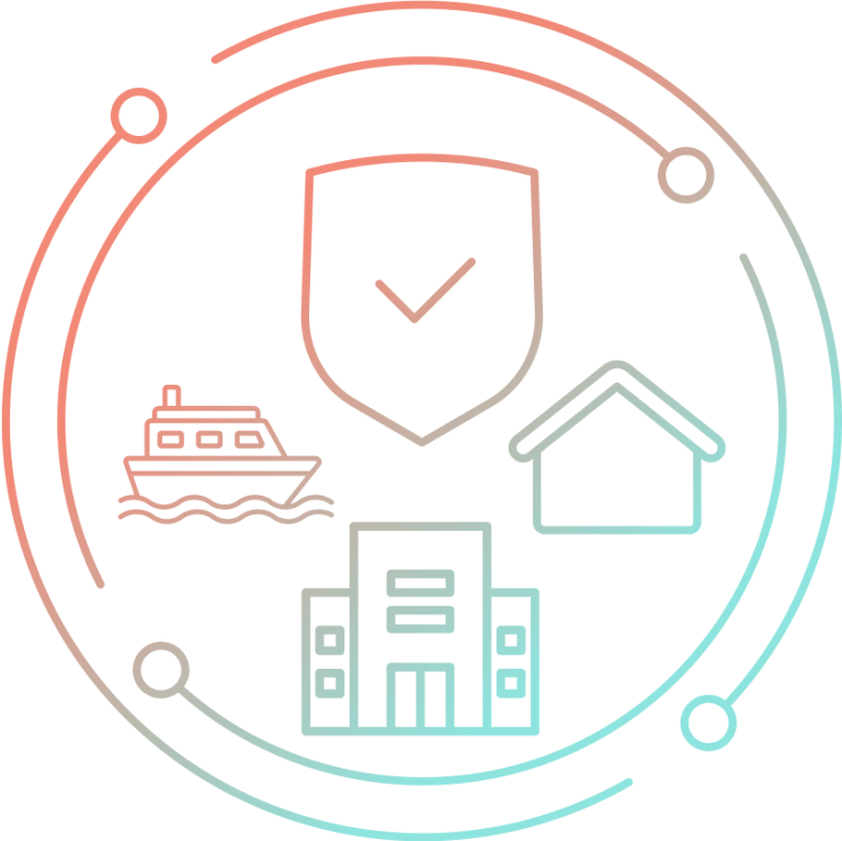 Insurance icons shield circle