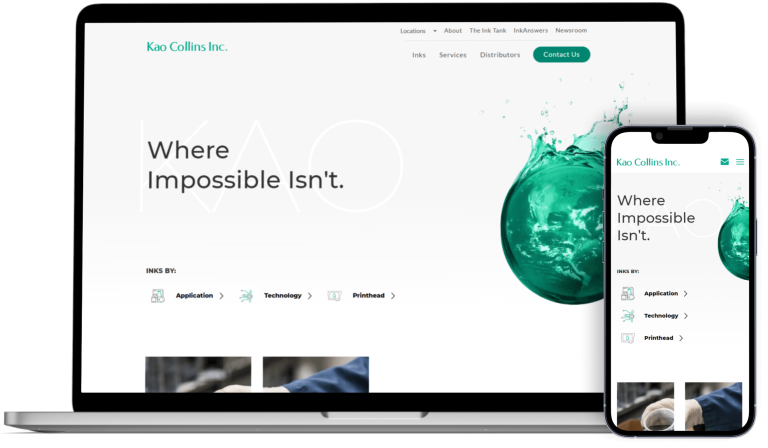 Kao Collins website on laptop and mobile