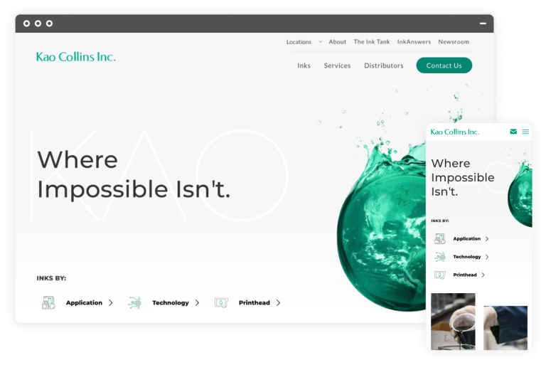 Kao Collins' website on desktop and mobile