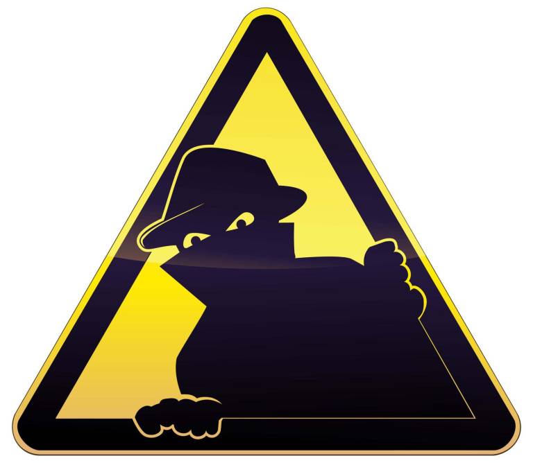 Scary character in a warning sign