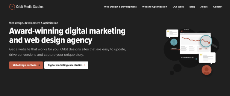 Screen capture of orbit media studios home page