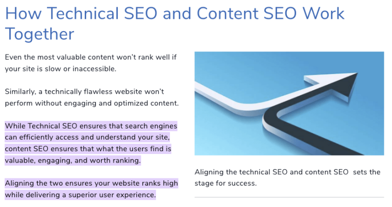 Highlighted text for the source of featured snippet