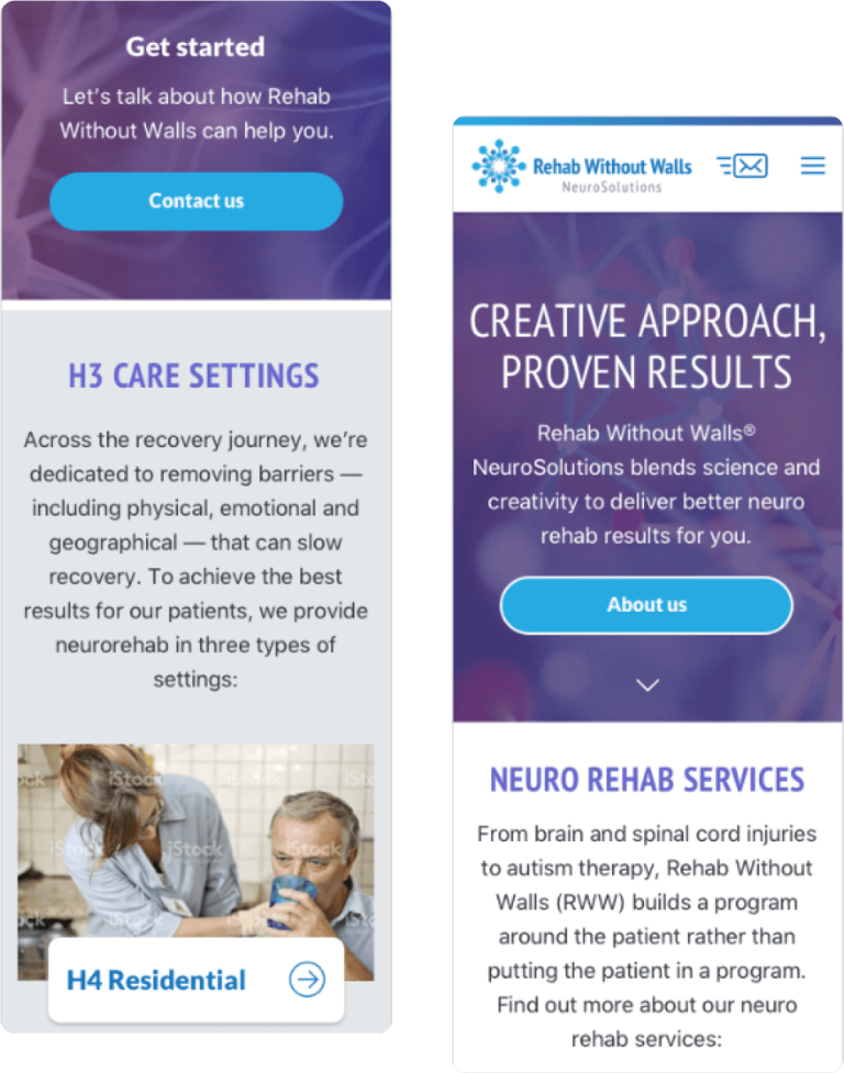 rehab without walls mobile device views