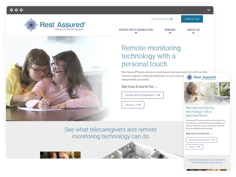 Rest Assured's website on laptop and mobile