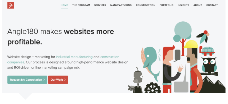 Screen capture angle180 home page