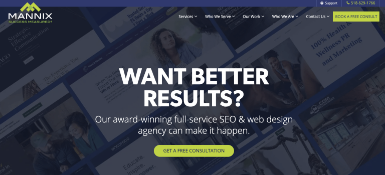 Screen capture mannix marketing home page