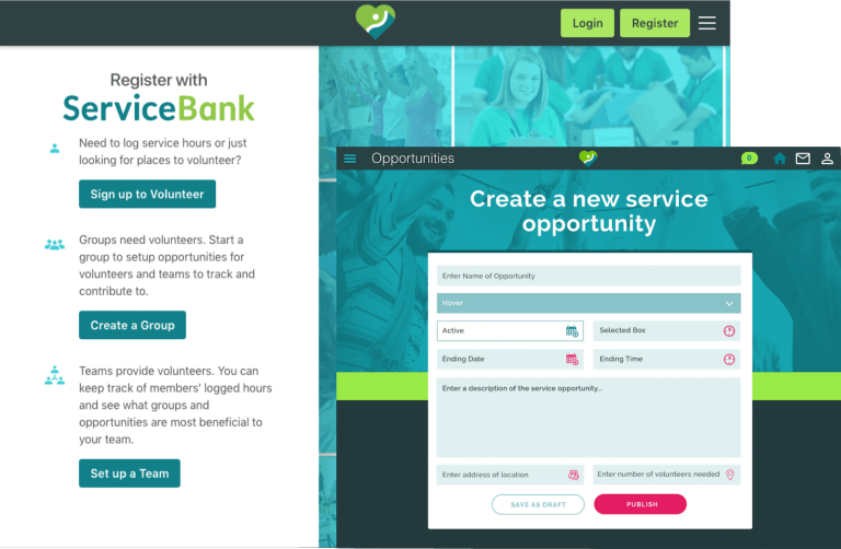 ServiceBank app screen example