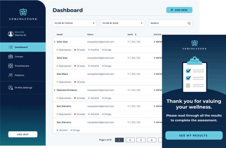 Springstone application example screens