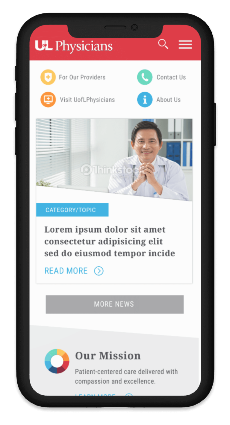U of L site on a mobile device