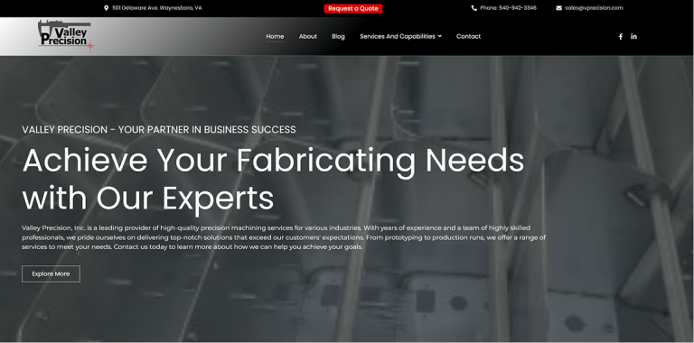 Valley precision homepage cnc machining buyer experience