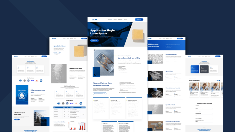 Collection of mockups designs for zeon smi website
