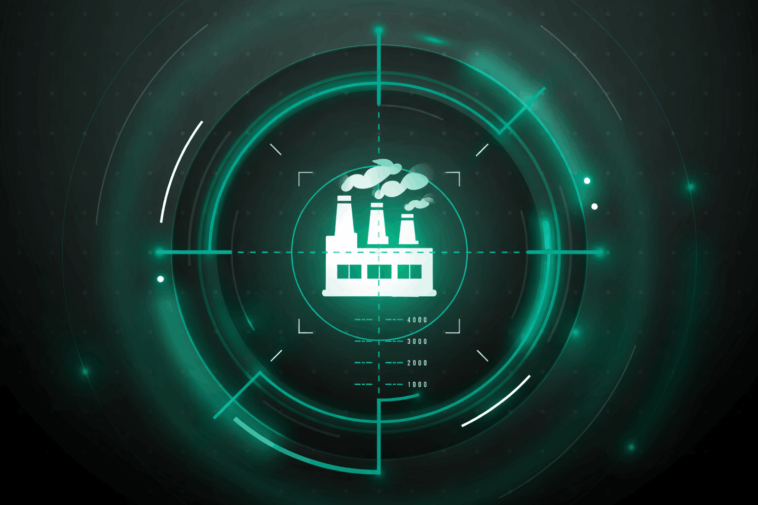 radar interface with a central targeting reticle, symbolizing how account‑based inbound identifies and focuses on high‑value manufacturing accounts rather than broad, generic audiences