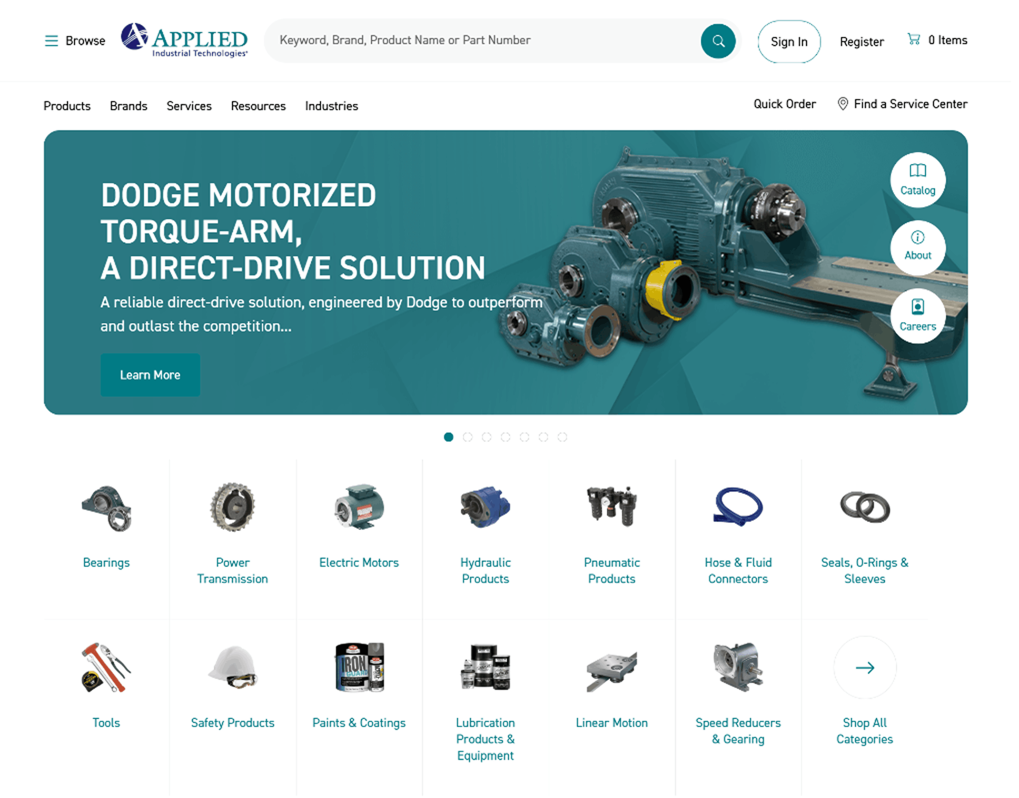 applied industrial technologies product page refresh shows clean specifications and updated tabs for documents and related products