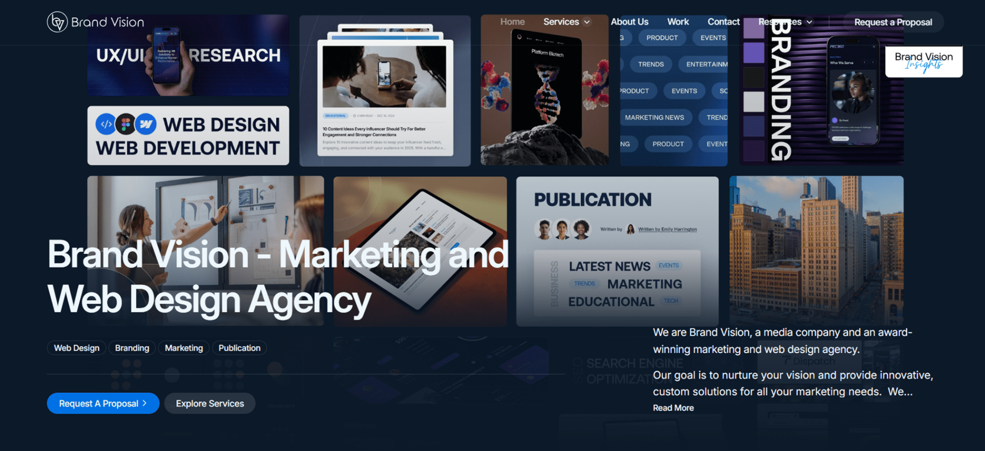 homepage for Brand Vision agency
