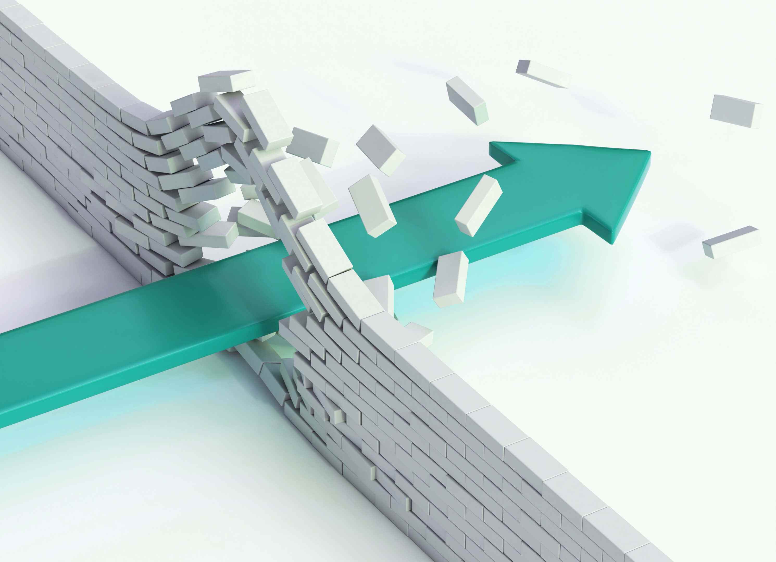 Illustration of arrow breaking through wall