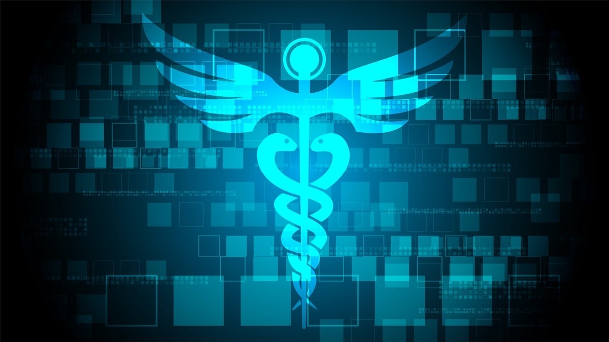 Caduceus symbol on digital content