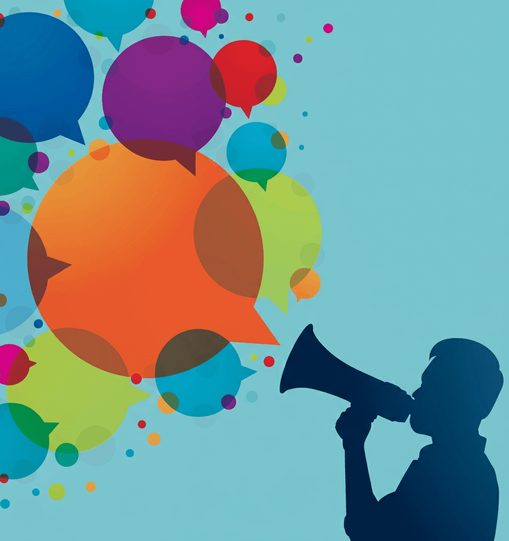 person with megaphone illustrating presenting a clear message value proposition