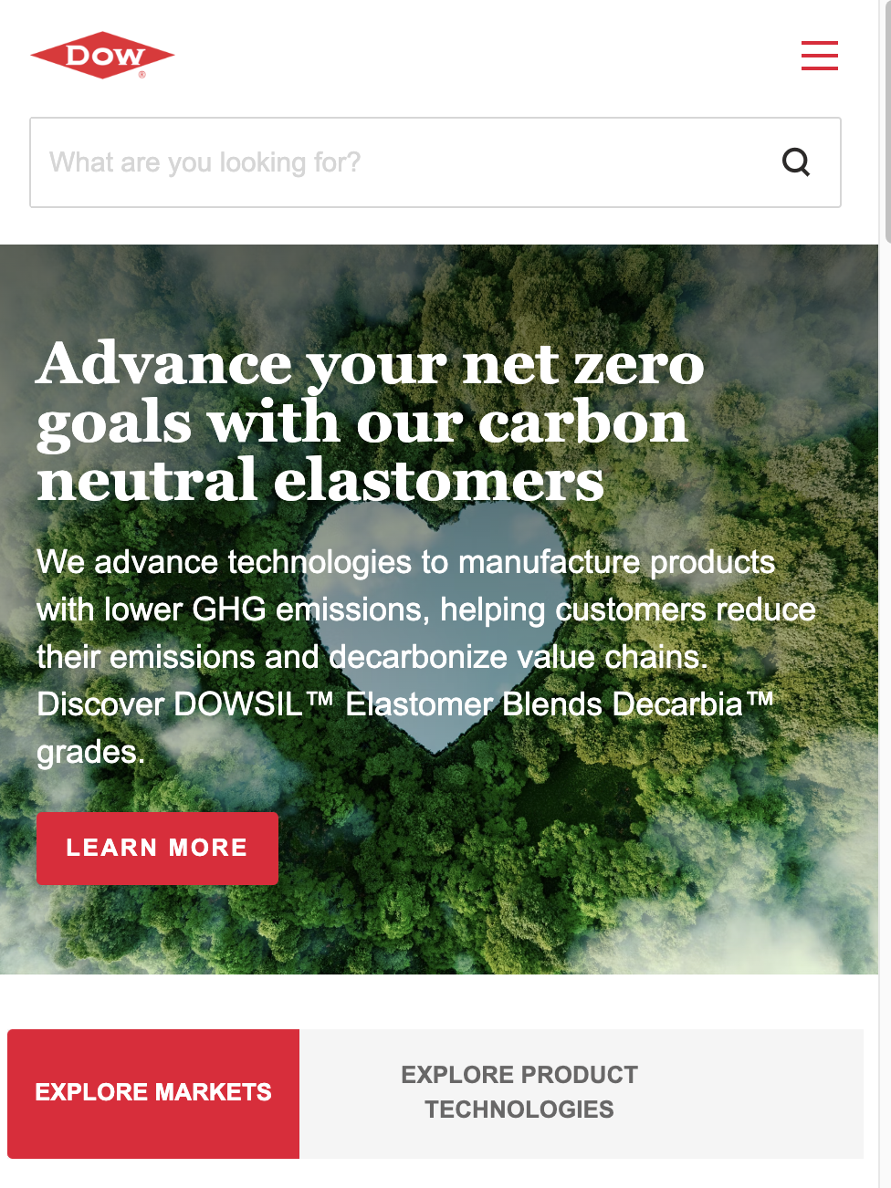 View of dupont chemical website hero mobile