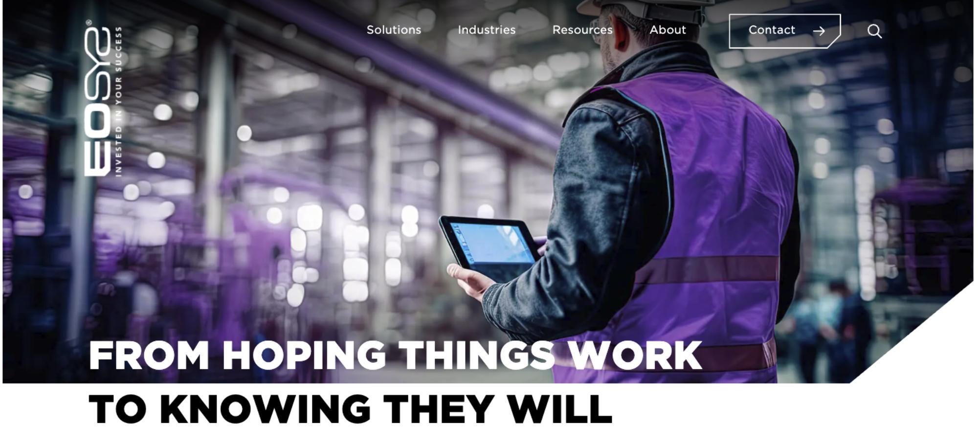 Homepage hero of EOSYS