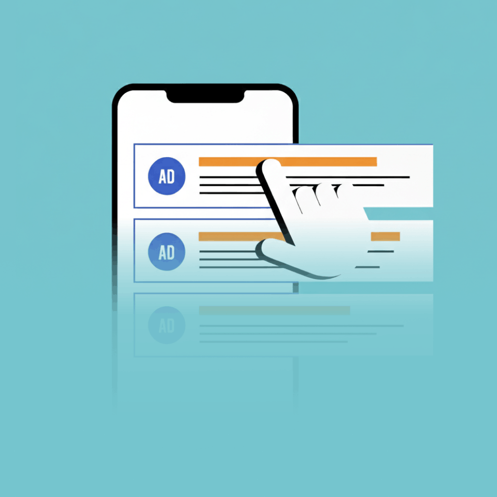 mobile digital ad on a smartphone screen fading into a dark background, illustrating how paid ads create only temporary visibility with no lasting presence.