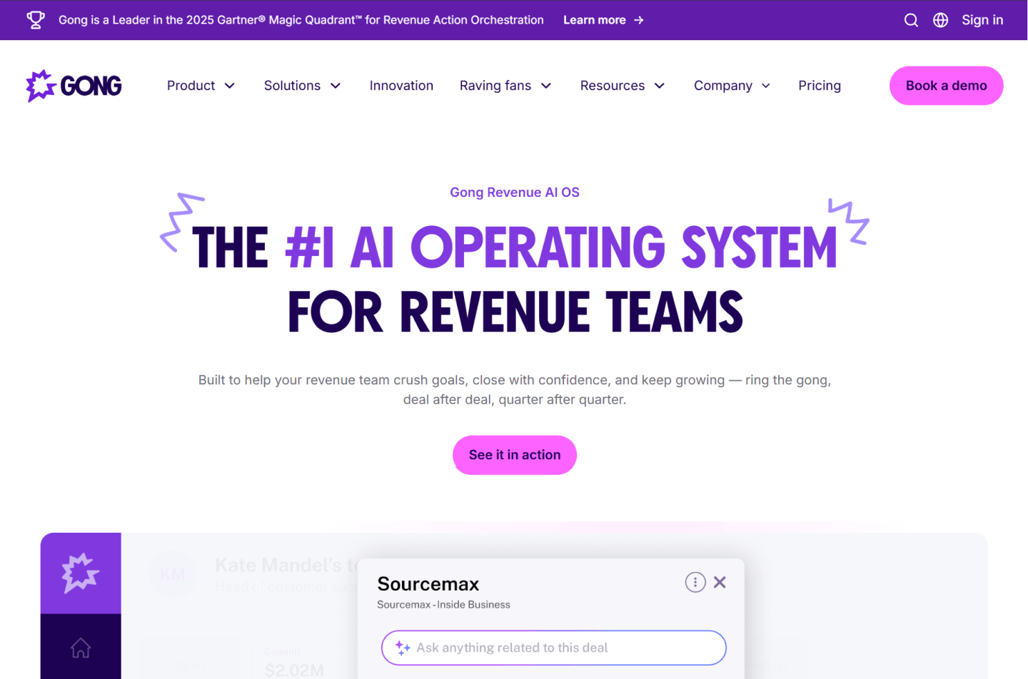 Gong’s website offers visitors a personalized sales benchmark using their CRM data.