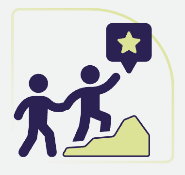 Illustration of person with guiding another person