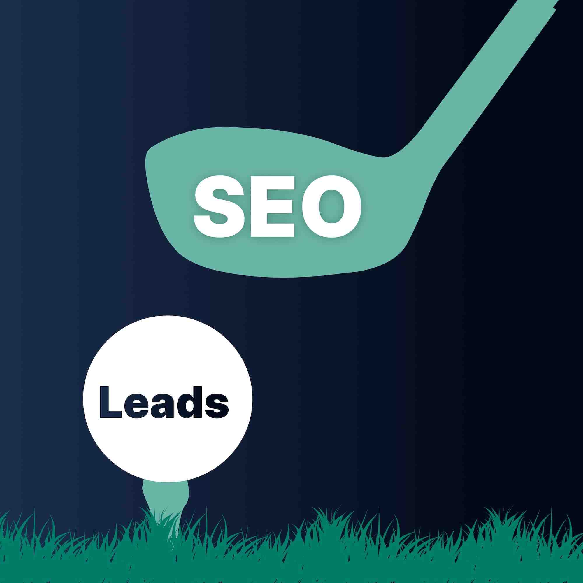 silhouette of a golf club approaching a ball to illustrate SEO acting as the driver that propels qualified leads